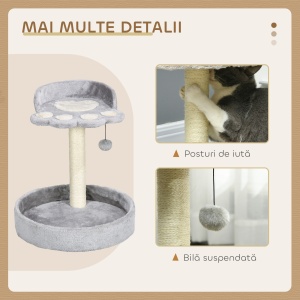 Ansamblu de Joacă pentru Pisici cu Paturi și Sfoară din Iută 41x41x44 cm Gri Deschis - Img 5