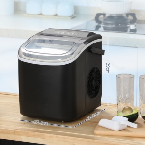 Aparat de gheata pentru blat, 12 kg in 24 de ore, 9 cuburi gata în 6-12 minute, aparat portabil pentru cuburi de gheata cu cupa de gheata si cos, negru - Img 3
