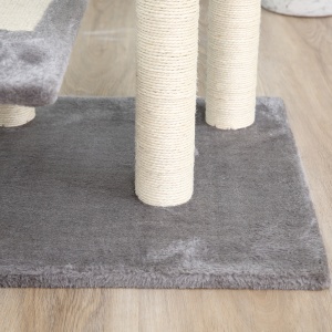 Arbore de Zgâriat pentru Pisici cu Culcuș Rotund, Stâlpi din Sisal și Acoperire din Pluș, 48,5x48,5x100 cm, Gri - Img 9
