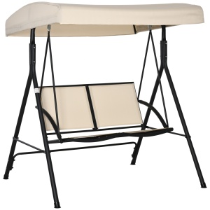 Balansoar cu 2 Locuri de Gradina pentru Exterior, 140x118x162cm Bej - Img 1