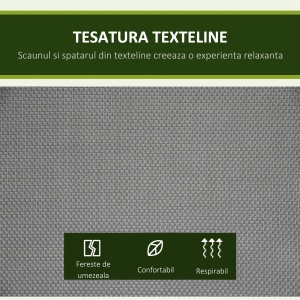 Balansoar cu 2 Locuri de Gradina pentru Exterior cu Baldachin Reglabil si Sezuta din Textilen, 140x118x162cm Gri - Img 5