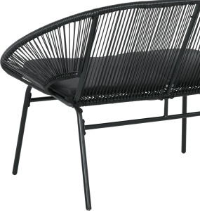 Bancă Acapulco cu Brațe, Perne și Cadru din Oțel, Greutate Maximă 260 kg pentru Balcon, Terasă, Grădină 132x72x83 cm Negru - Img 9