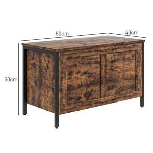 Bancă de Depozitare de 95L în Stil Industrial cu Capac cu Balamale de Siguranță, 80x40x49 cm, Maro Rustic - Img 3