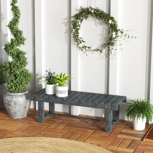 Bancă de Grădină cu 2 Locuri, Bancă de Exterior cu Șipci din Lemn de Molid, Stil Country, Perfectă pentru Terasă, Patio sau Curte, Greutate maximă 250 kg, 110x38x35 cm, Gri - Img 2