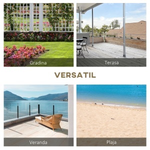 Bancă de Grădină cu 2 Locuri, Design cu Roți, Bancă de Exterior din Lemn de Brad, pentru Terasă, Patio și Curte, 98x50x39,5 cm, Aspect Lemn Natural - Img 7
