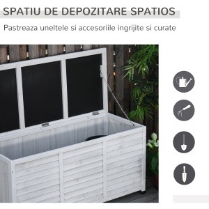Banca Gradina 127×56×60 cm – Lemn Alb cu Spatiu Depozitare - Img 5