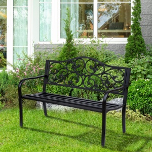 Banca pentru exterior din metal, 127x60x89cm, negru - Img 2