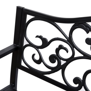 Banca pentru exterior din metal, 127x60x89cm, negru - Img 7