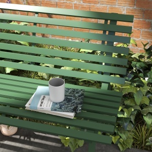 Bancă pentru Grădină, Banca de Exterior pentru Terasă cu Șezut și Spătar cu Lamele, 123x67x79 cm, Verde - Img 7