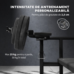 Bancă pentru Ridicat Greutăți Reglabilă pe Înălțime, Bancă Plată Multifuncțională, 150x150x60-85 cm, Negru - Img 6