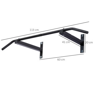 Bara Flotari la Perete Profesionala cu Schelet in Otel, 116 x 43 x 20cm, Negru - Img 3