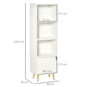 Biblioteca Alba – 40×30×129,5 cm cu Rafturi & Dulapior - Img 3
