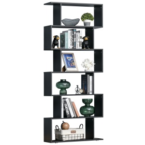 Bibliotecă din Lemn cu 6 Rafturi, 80x24x191 cm, Negru - Img 1