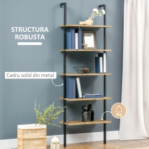 Biblioteca Industriala cu Scara – 5 Niveluri 60×30×184,5 cm - Img 6