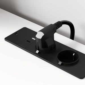 Birou Computer – Alb/Negru cu Rafturi Reversibile & USB Integrat - Img 9