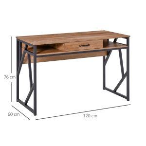Birou pentru computer, Modern in Stil Industrial MDF, 120x60x76 cm, Maro - Img 3