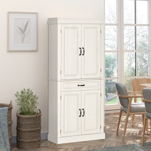 Bufet Bucatarie – Stil Colonial Lemn Alb 80×35×180 cm - Img 2