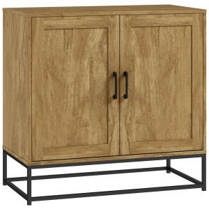 Bufet Bucătărie, Dulap Depozitare cu 2 Nivele și Raft Reglabil, Mobilier Pal Melaminat Lemn Natural, 80×40×78 cm - Img 1