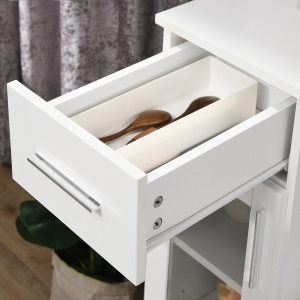 Bufet modern cu dulapuri si sertar, dulap de bucatarie cu economie de spatiu din lemn si sticla 60x40x95cm, alb - Img 7
