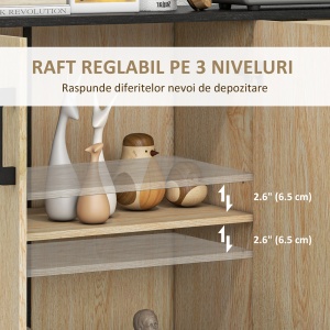 Bufet modern dulapuri sertare bufet de bucatarie cu raft reglabil nuc si negru pentru sufragerie camera de zi dormitor - Img 5