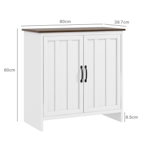 Bufet Modern pentru Bucătărie, Mobilier cu 2 Uși și Raft Reglabil din Lemn, 80x39,7x80 cm, Alb - Img 3
