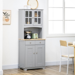 Bufet pentru Bucatarie, Mobilier din MDF, Dulap de Bucatarie in Stil Clasic, Gri, 68x39.5x170 cm - Img 2