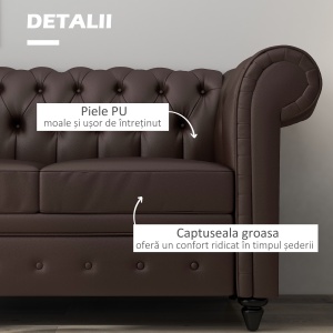 Canapea 2 Locuri – Chesterfield Piele Ecologica - Img 5
