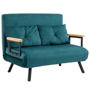 Canapea Extensibila 3-in-1 – Catifea Verde Marin, Spatar Reglabil - Img 1