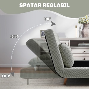 Canapea Extensibila cu 2 locuri, Gri - Img 5