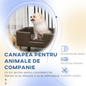 Canapea pentru animale perna acoperita cu spuma de cauciuc detasabila 74x48.5x31cm - Img 6