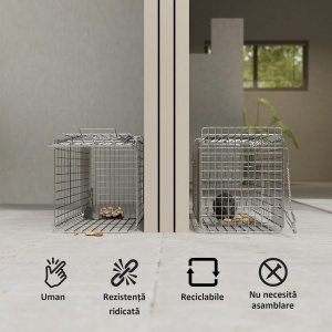 Capcana pentru animale , 66 x 24 x 30,5 cm Cusca umana pentru rozatoare pentru iepuri, veverite, nurci, vole, argintie - Img 4