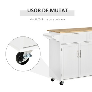 Carucior Bucatarie Multifunctional cu Sertare & Usi, 121×46×91 cm - Img 6