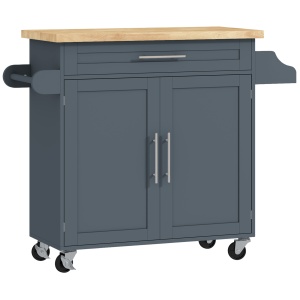 Cărucior Multifuncțional de Bucătărie cu Sertar, Roți, Suport pentru Condimente și Dulăpior, 109x40x89 cm, Gri