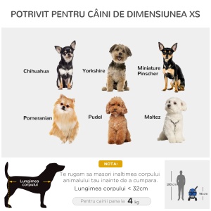 Carucior pentru animale de companie pliabil, cu centuri de siguranta, Albastru - Img 8