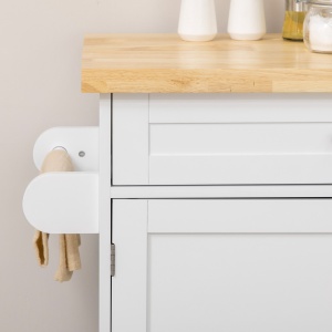 Carut Bucatarie 109×40×89 cm – Blat Lemn, Roti & Spatiu Depozitare - Img 9
