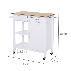 Carut Bucatarie Lemn – 88,5×40×86 cm, Design Clasic cu 2 Sertare - Img 3