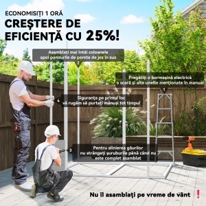 Căsuță de grădină din rășină cu podea, 2 uși blocabile, fereastră, 1.8x1.8m, gri - Img 4