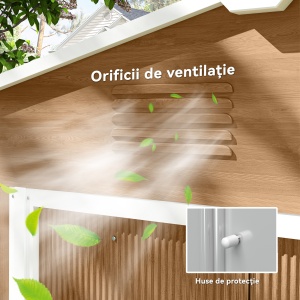 Casută de Grădină, Magazie de Exterior pentru Unelte cu 2 Uși Culisante și 4 Prize de Aerisire, 236x174x190 cm, Gri - Img 6