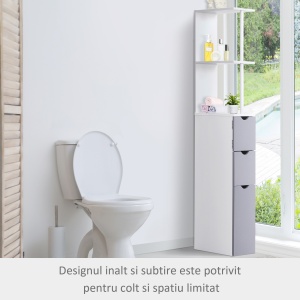 Coloana Baie 15×33×140 cm – Alb & Gri, Spatiu Vertical Compact - Img 5