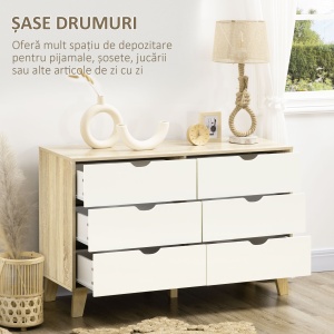 Comoda 6 Sertare 120×40×76 cm Natur - Img 5