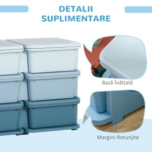Comodă 6 Sertare pentru Copii cu Margini Rotunjite din PP Albastru - Img 7