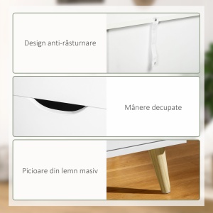 Comodă cu 6 Sertare și Mânere, Comodă din Lemn de Pin și Melamină, 120x40x76 cm, Alb - Img 6