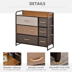 Comoda cu 7 sertare pliabile din material textil Raft din MDF 80x29x78.5cm - Img 6