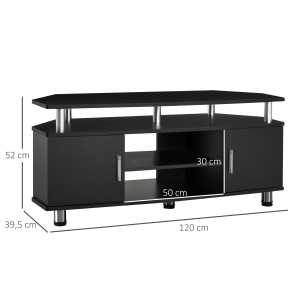 Comoda TV cu 2 compartimente inchise raft blat benzi antiderapante negru - Img 3