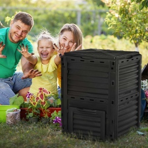 Compostor Gradina – 300L, Plastic Negru cu Capac Blocabil - Img 2