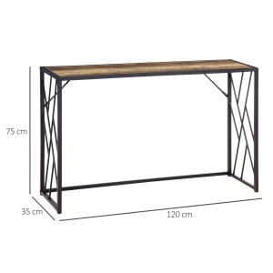 Consola 120cm, masa canapea industriala cu cadru metalic pentru sufragerie, hol, maro - Img 3