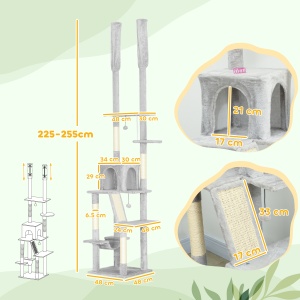 Copac zgârietoare de tavan cu înălțime ajustabilă 225-255cm Gri deschis - Img 3