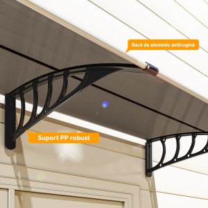 Copertina de exterior pentru ferestre si usi, din policarbonat si aluminiu, 200x96x27cm – maro - Img 8
