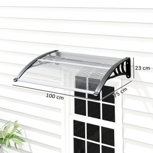 Copertină de Exterior pentru Uși și Ferestre 75x100 cm, Protecție Solară și împotriva Ploii, cu Suport din Aluminiu, Transparentă - Img 3