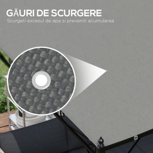 Copertină de Rezervă pentru Pergolă cu 16 Orificii de Scurgere, Cârlige şi Inele, 297x 297 cm, Gri Închis - Img 5